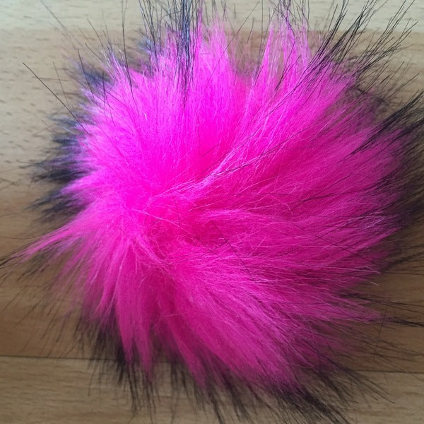 Furry Detachable Pom Poms - 14cm Pink