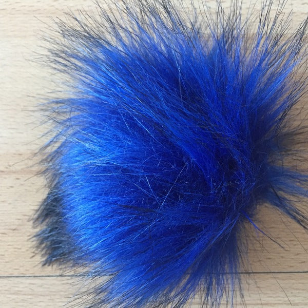 Furry Detachable Pom Poms - 14cm Blue