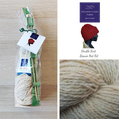 Atlantic Coast Yarns - Shannon Cashmerino & Silk Double Knitting Beanie Hat Kit (Unisex) - Ecru 9751