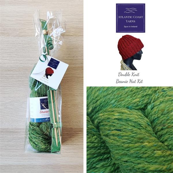 Atlantic Coast Yarns - Shannon Cashmerino & Silk Double Knitting Beanie Hat Kit (Unisex) - Green 9752