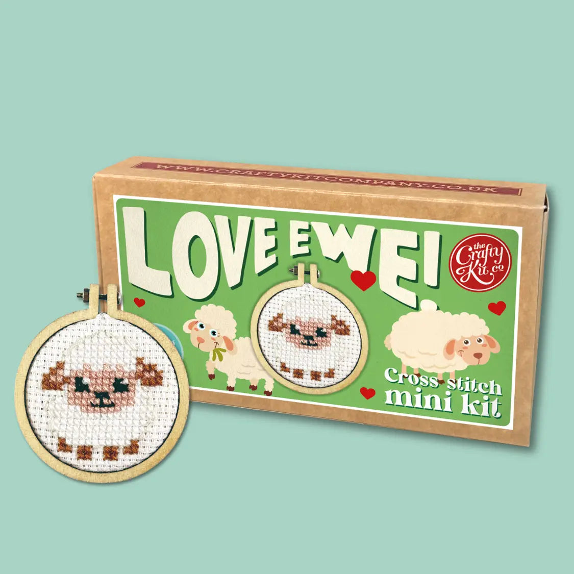 The Crafty Kit Company - "Love Ewe!" Mini Matchbox Cross Stitch Kit