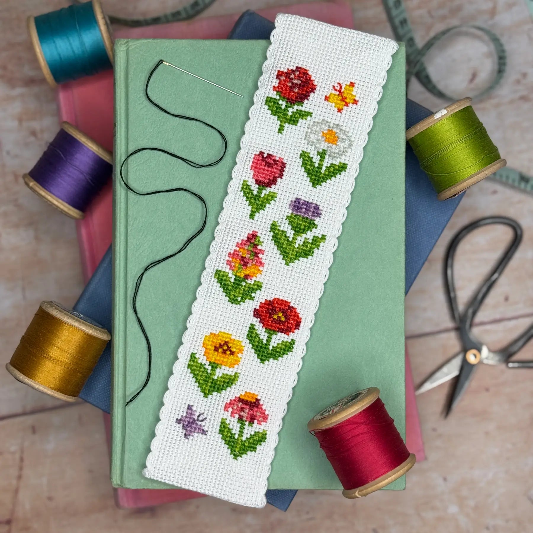 The Crafty Kit Company - Cottage Garden Cross Stitch Bookmark Kit