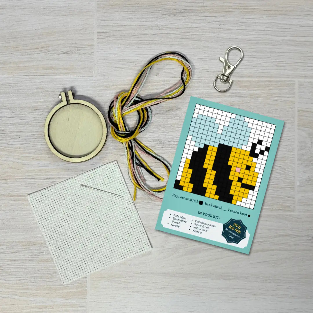 The Crafty Kit Company - Mini Matchbox Cross Stitch Kit - 'Bee Happy'
