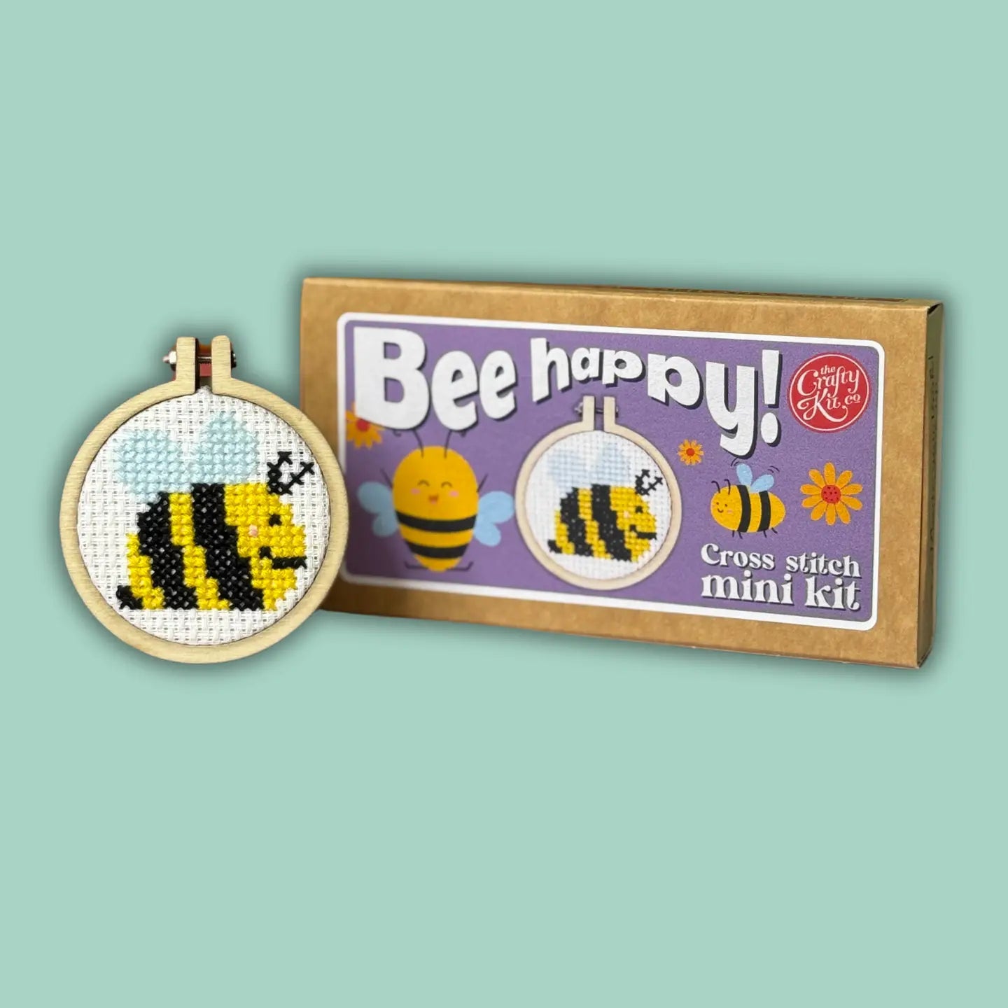 The Crafty Kit Company - Mini Matchbox Cross Stitch Kit - 'Bee Happy'
