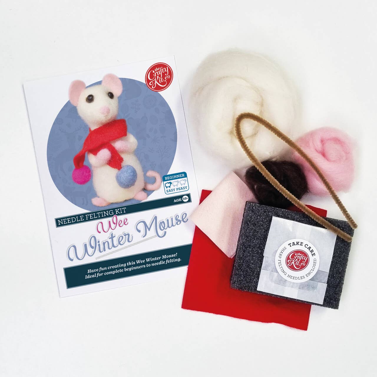 The Crafty Kit Company - Wee Winter mouse Needle Felting Kit
