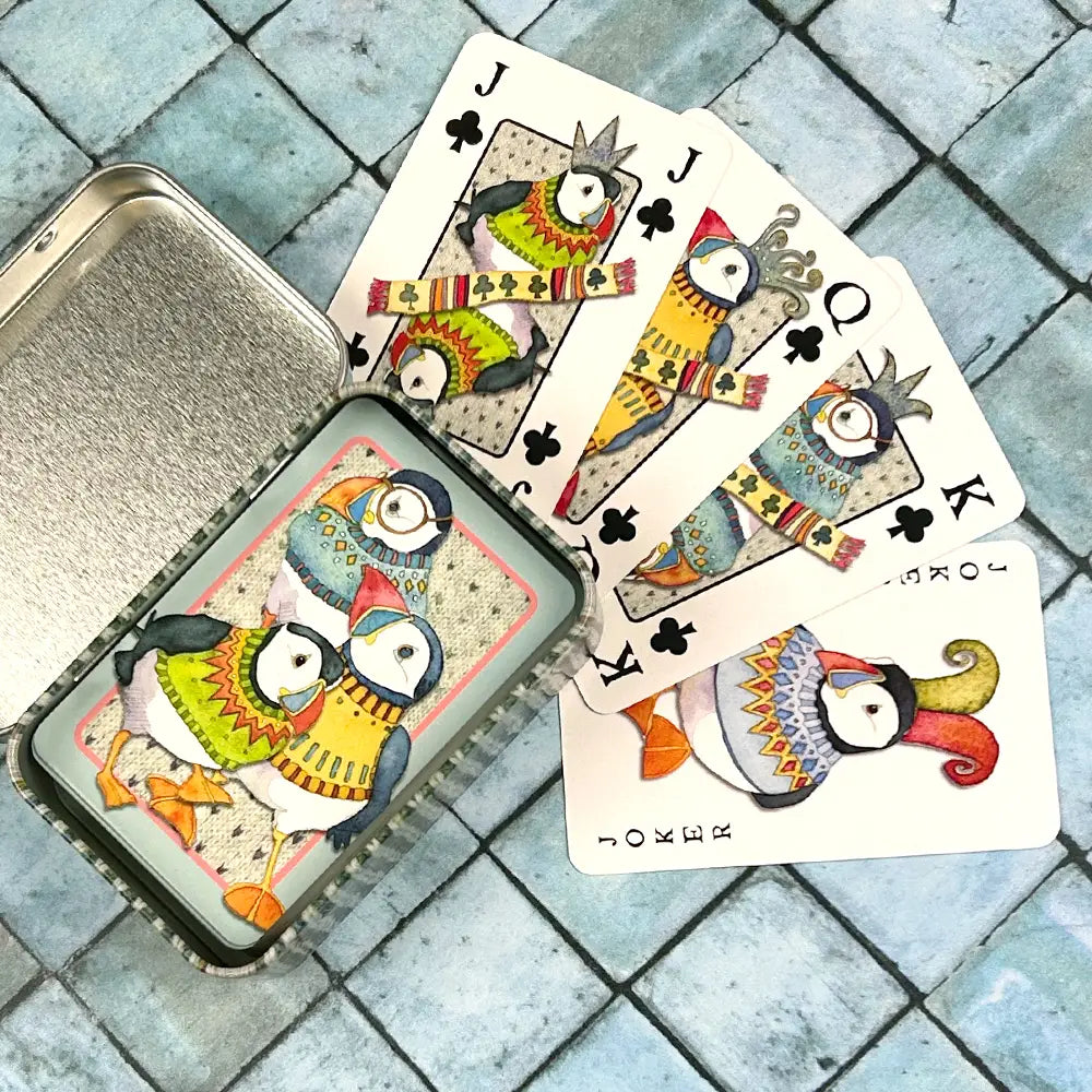 Emma Ball - Woolly Puffins Playing Cards in a Matching Tin
