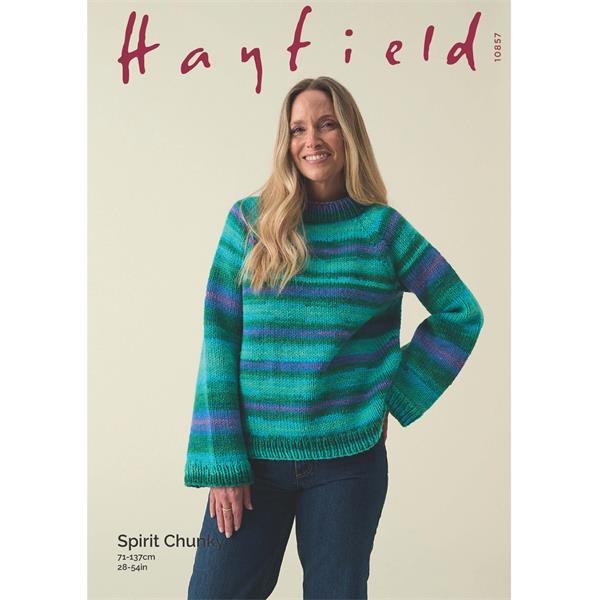 Hayfield Pattern 10857 Circular Raglan Sweater in Spirit Chunky