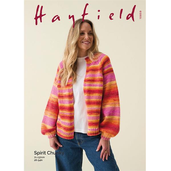 Hayfield Pattern 10859 One Piece Raglan Cardigan in Spirit Chunky