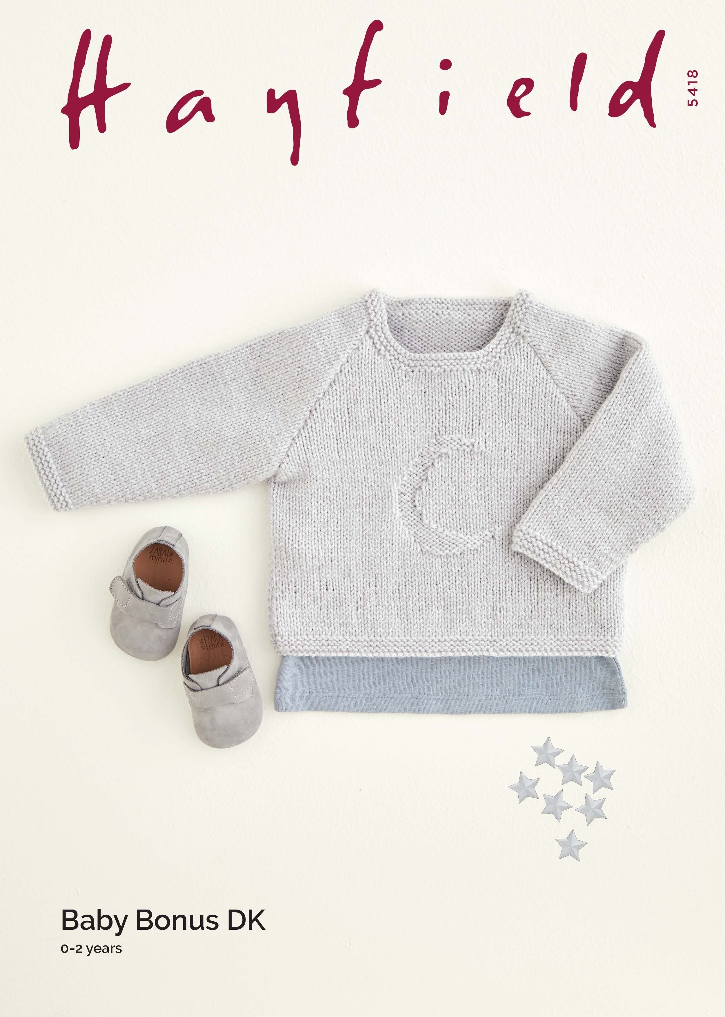Hayfield Pattern 5418 Crescent Moon Knitting Pattern in DK