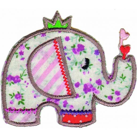 HKM iron-on patch - Elephant with Flowers