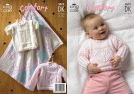 King Cole Pattern 3012 Jumpers & Blanket in Comfort Baby DK