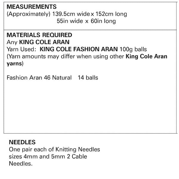 King Cole Pattern 3458 Afghan in Fashion Aran