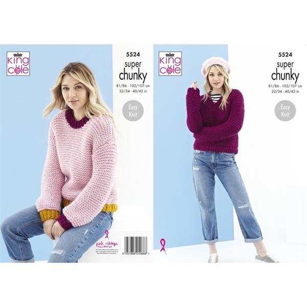 King Cole Pattern 5524 Ladies Sweaters in Timeless Super Chunky