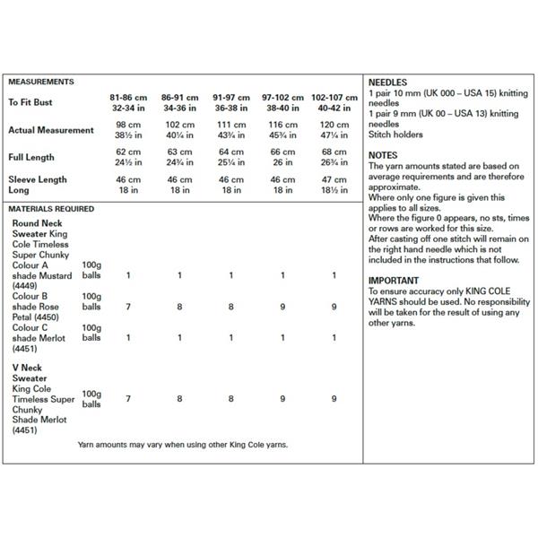 King Cole Pattern 5524 Ladies Sweaters in Timeless Super Chunky