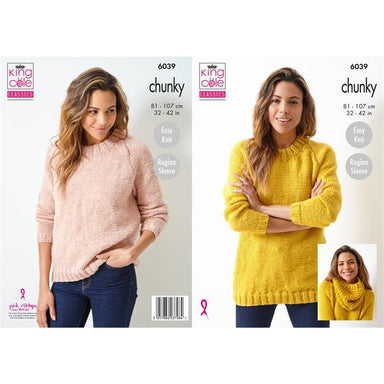 King Cole Pattern 6039 Sweaters & Cowl in Chunky