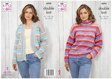 King Cole Pattern 6094 Sweater & Jacket in Bramble DK