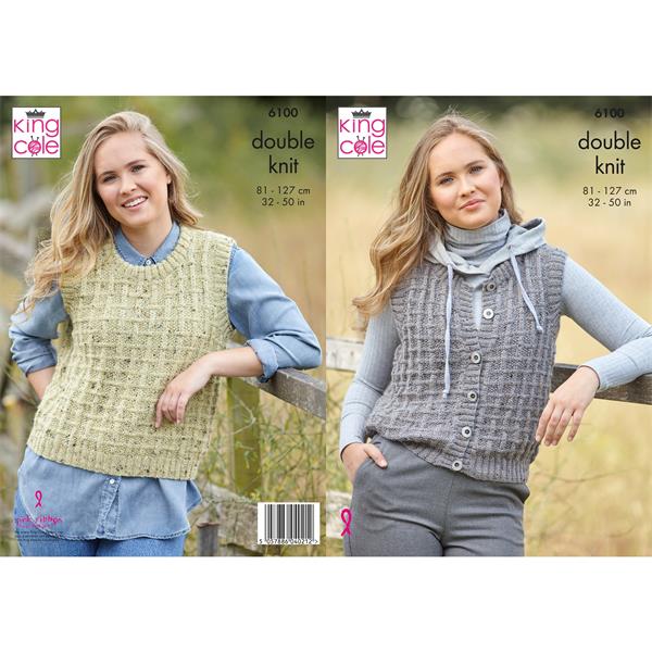 King Cole Pattern 6100 Tank top & Waistcoat in Homespun DK
