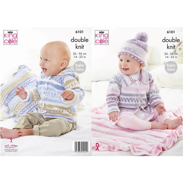 King Cole Pattern 6101 Jackets, Hat, Blanket & Cushion Cover in Cherish DK