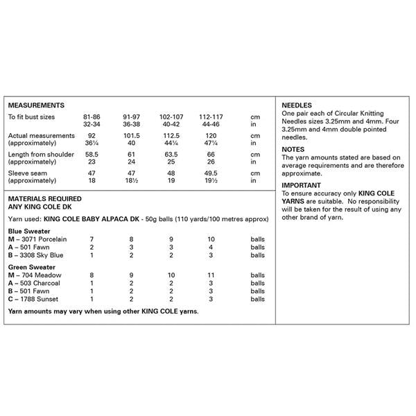 King Cole Pattern 6148 Fair Isle Jumpers & Accessories in DK