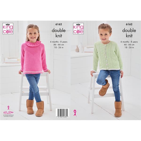 King Cole Pattern 6162 Sweater & Cardigan in Cottonsmooth DK