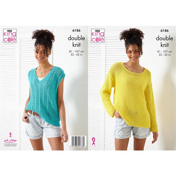 King Cole Pattern 6186 Sweater & Tank Top in Bamboo Cotton DK