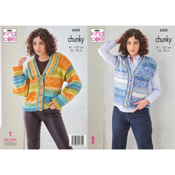 King Cole Pattern 6202 Waistcoat & Jacket in Hedgerow Chunky