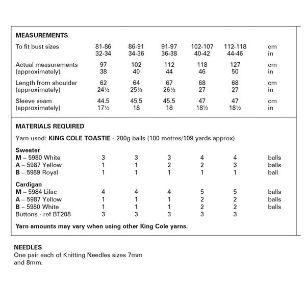 King Cole Pattern 6231 Sweater & Cardigan in Toastie