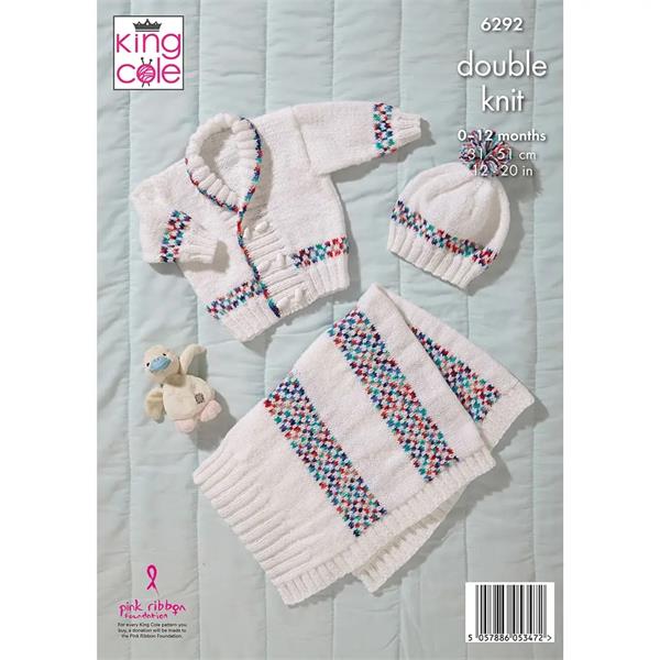 King Cole Pattern 6292 Jacket, Cardigan, Hats and Blanket in Comfort Baby DK and Jitterbug DK