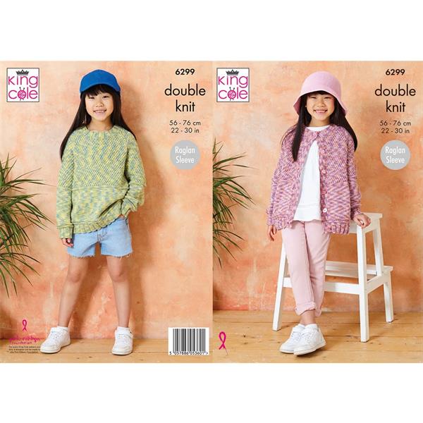 King Cole Pattern 6299 Cardigan and Sweater in Cottonsoft Crystal DK