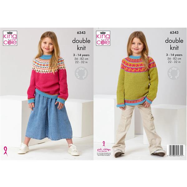 King Cole Pattern 6343 Fairisle Sweaters in DK