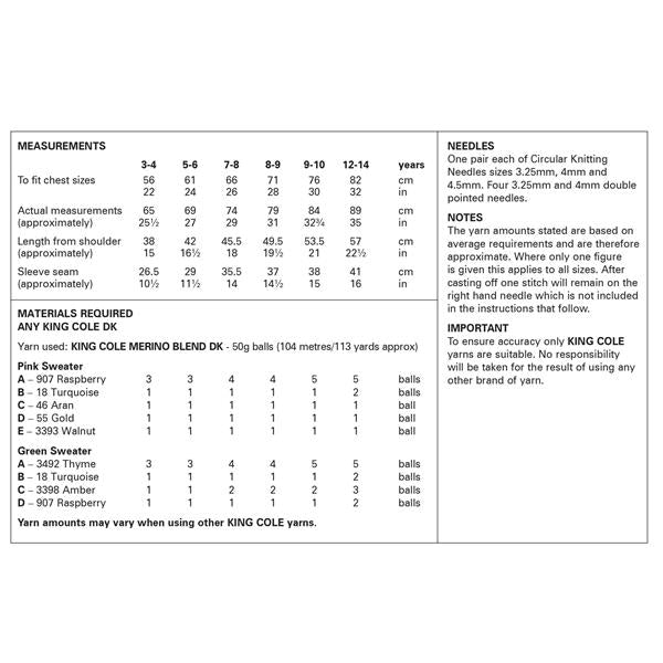 King Cole Pattern 6343 Fairisle Sweaters in DK