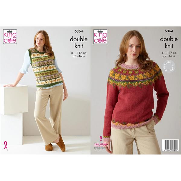 King Cole Pattern 6364 Fairisle Sweater and Tank Top in DK