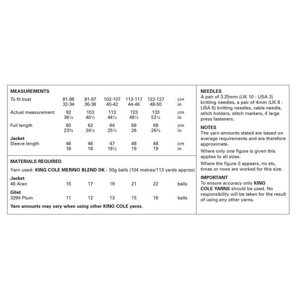 King Cole Pattern 6369 Hollywood Collection: Jacket and Gilet in Merino Blend DK