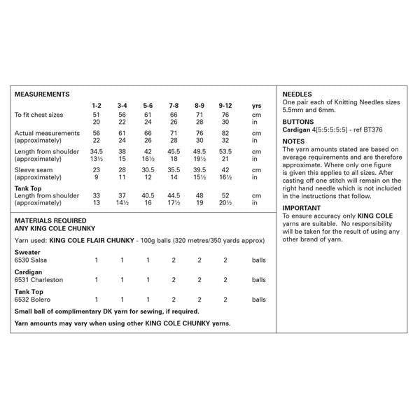 King Cole Pattern 6380 Sweater, Cardigan & Tank Top in Flair Mohair Blend Chunky