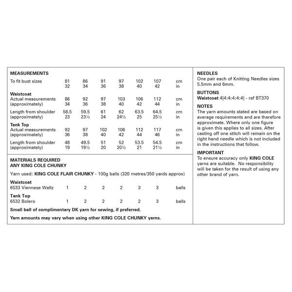 King Cole Pattern 6382 Waistcoat & Tank Top in Flair Mohair Blend Chunky