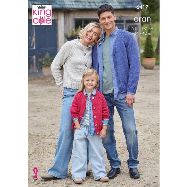 King Cole Pattern 6417 Family Cardigans in Aran