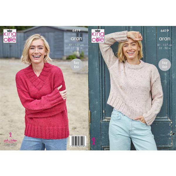 King Cole Pattern 6419 Ladies Sweaters in Aran