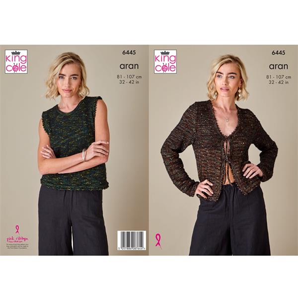King Cole Pattern 6445 Tank Top & Cardigan in Firefly Aran