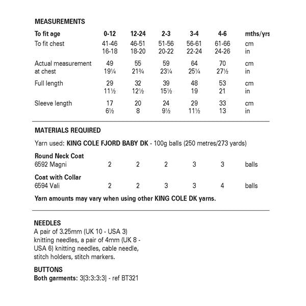 King Cole Pattern 6464 Coat & Cardigan in DK