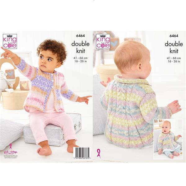 King Cole Pattern 6464 Coat & Cardigan in DK