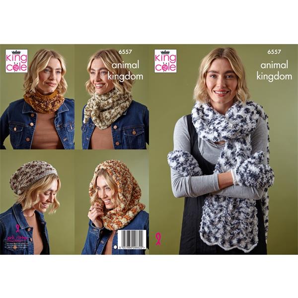 King Cole Pattern 6557 Accessories Knitted in Animal Kingdom