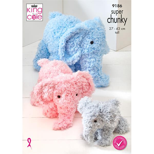 King Cole Pattern 9186 Toy Elephants in Tufty