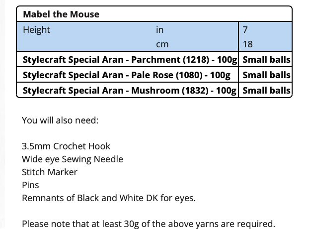 Wee Woolly Wonderfuls - Mabel the Mouse Crochet Pattern