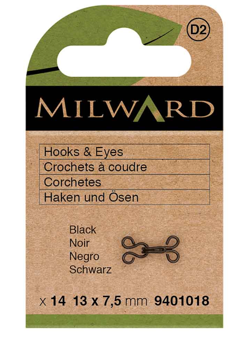 Milward Hooks & Eyes - No. 1 - Black