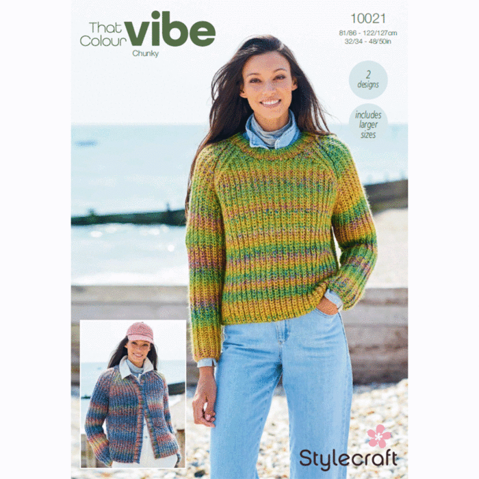Stylecraft Pattern 10021 Ladies Sweaters & Cardigans in 'That Colour Vibe' Chunky