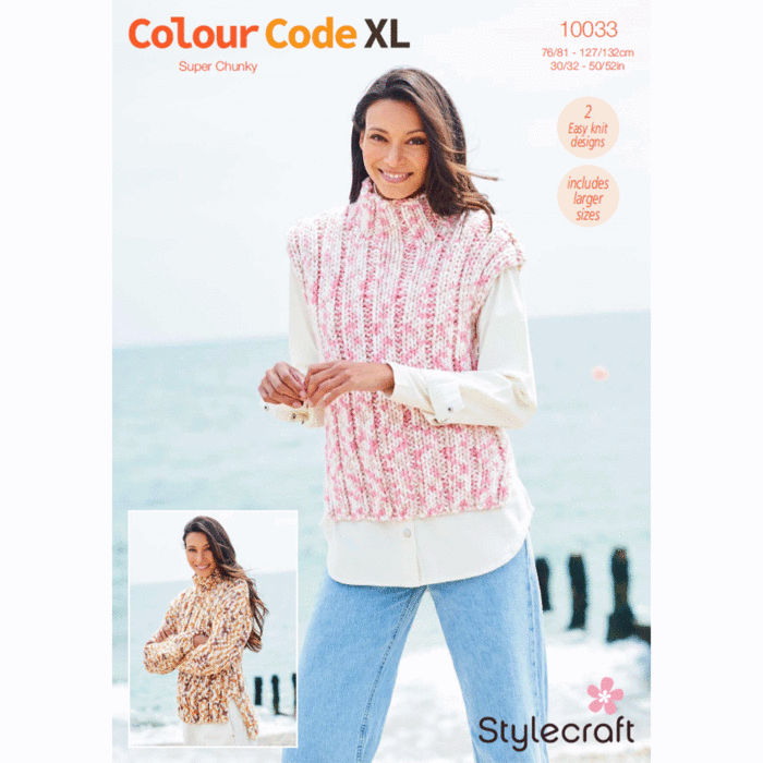 Stylecraft Pattern 10033 Sweater & Tank Top in Colour Code XL Super Chunky
