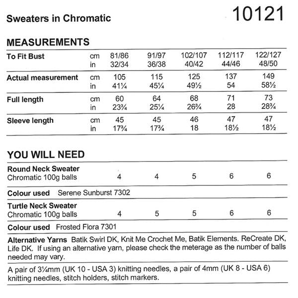 Stylecraft Pattern 10121 Sweaters in Chromatic DK