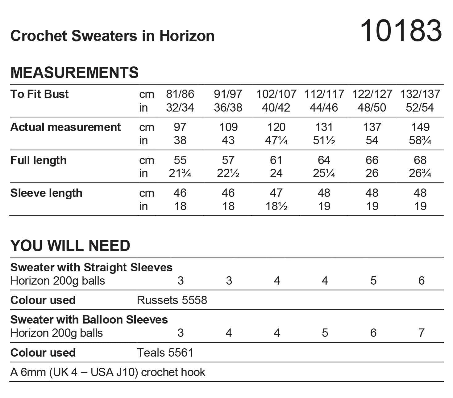 Stylecraft Pattern 10183 Crochet Sweaters in Horizon Chunky