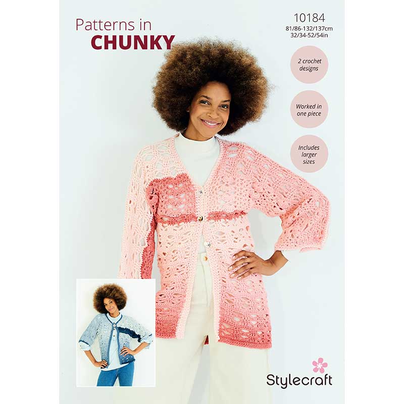 Stylecraft Pattern 10184 Crochet Cardigans in Horizon Chunky