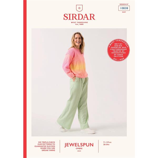Sirdar Pattern 10838 Sleave Appeal Sweater in Jewelspun Ombre Aran